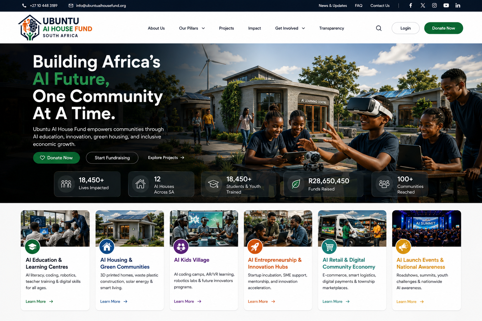 UbuntuAI learning centre concept with learners using technology